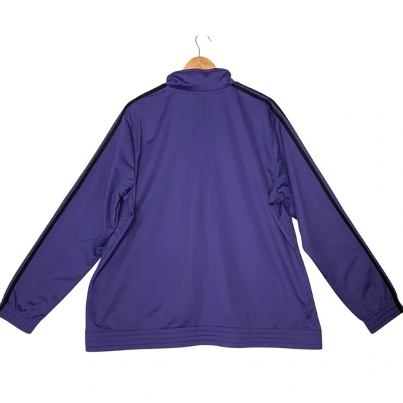 Adidas Purple and Black Performance Jacket with 3-Stripe Design - Picture 2 of 6